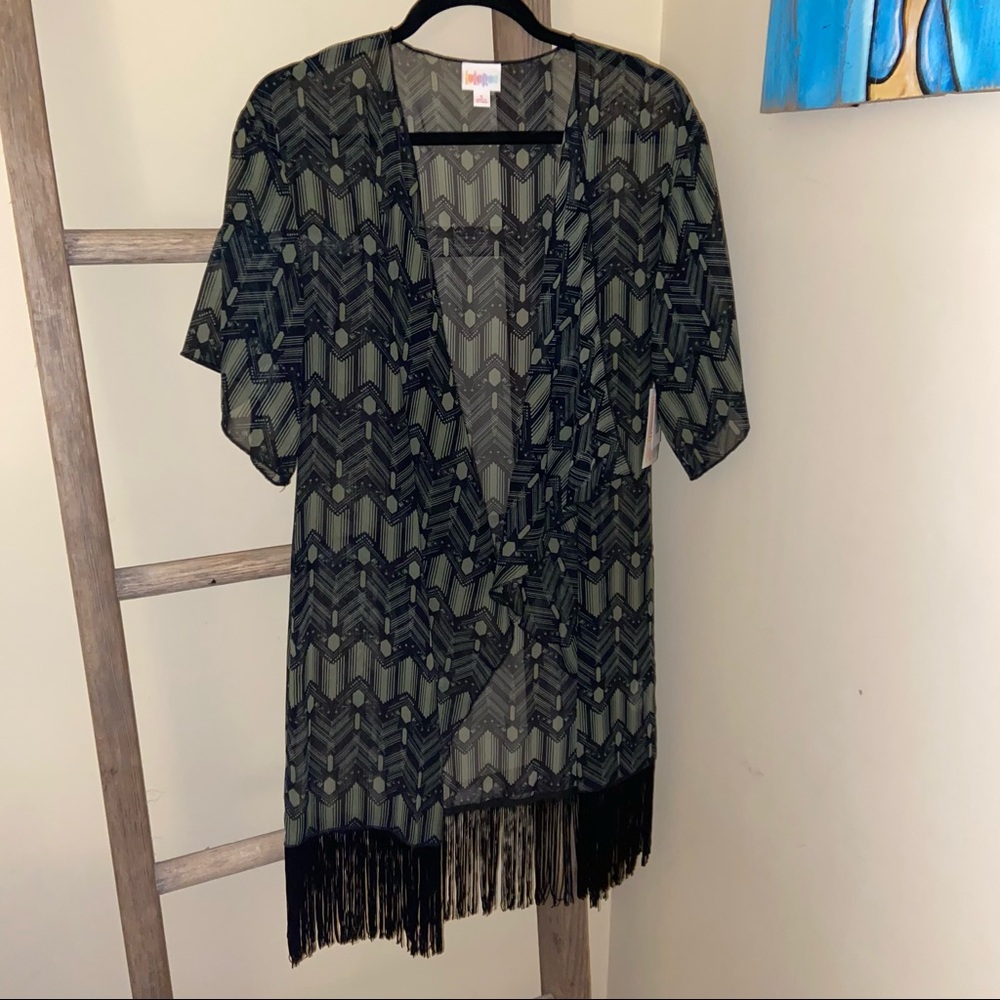 NWT LuLaRoe Monroe Kimono - Green & Black